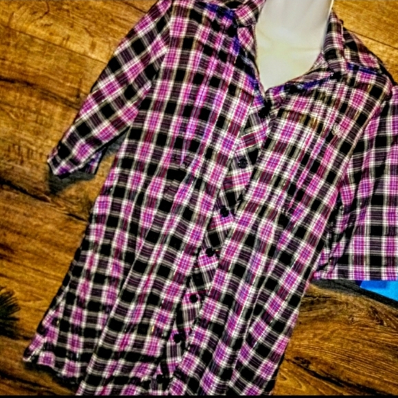 Miss Famous Mini Dress Size Large Purple Plaid - Picture 3 of 11